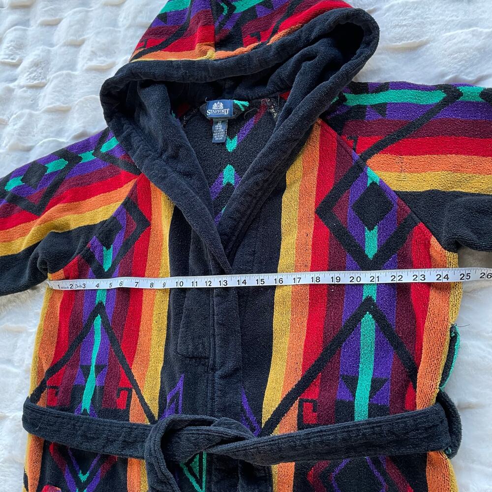 🔥Vintage STAFFORD 100% Cotton Aztec Tribal Southeastern Bathrobe Mens One Size - Picture 14 of 16